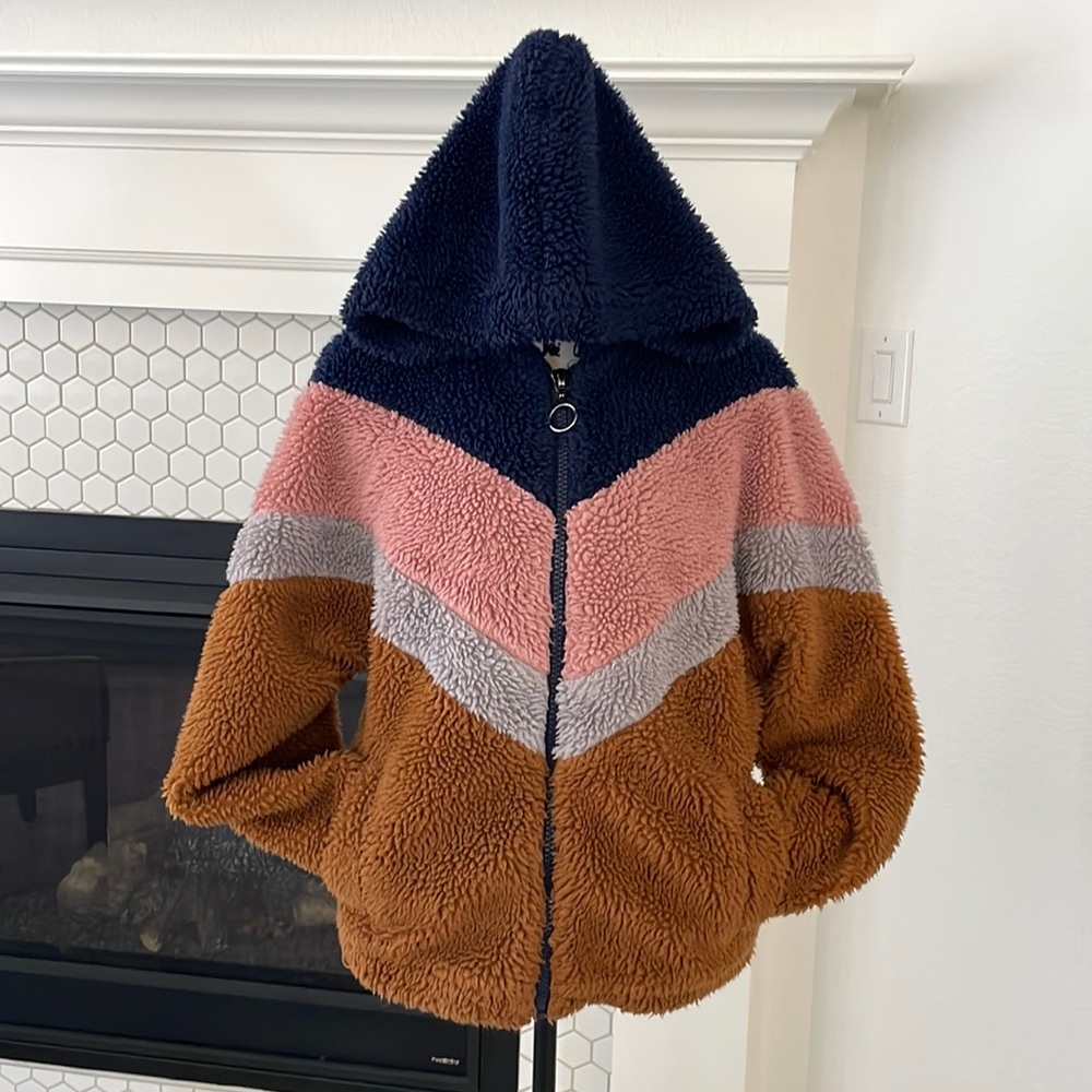 ❌SOLD❌Wild Fable Color Block Teddy Zip Up Hoodie - Picture 1 of 6